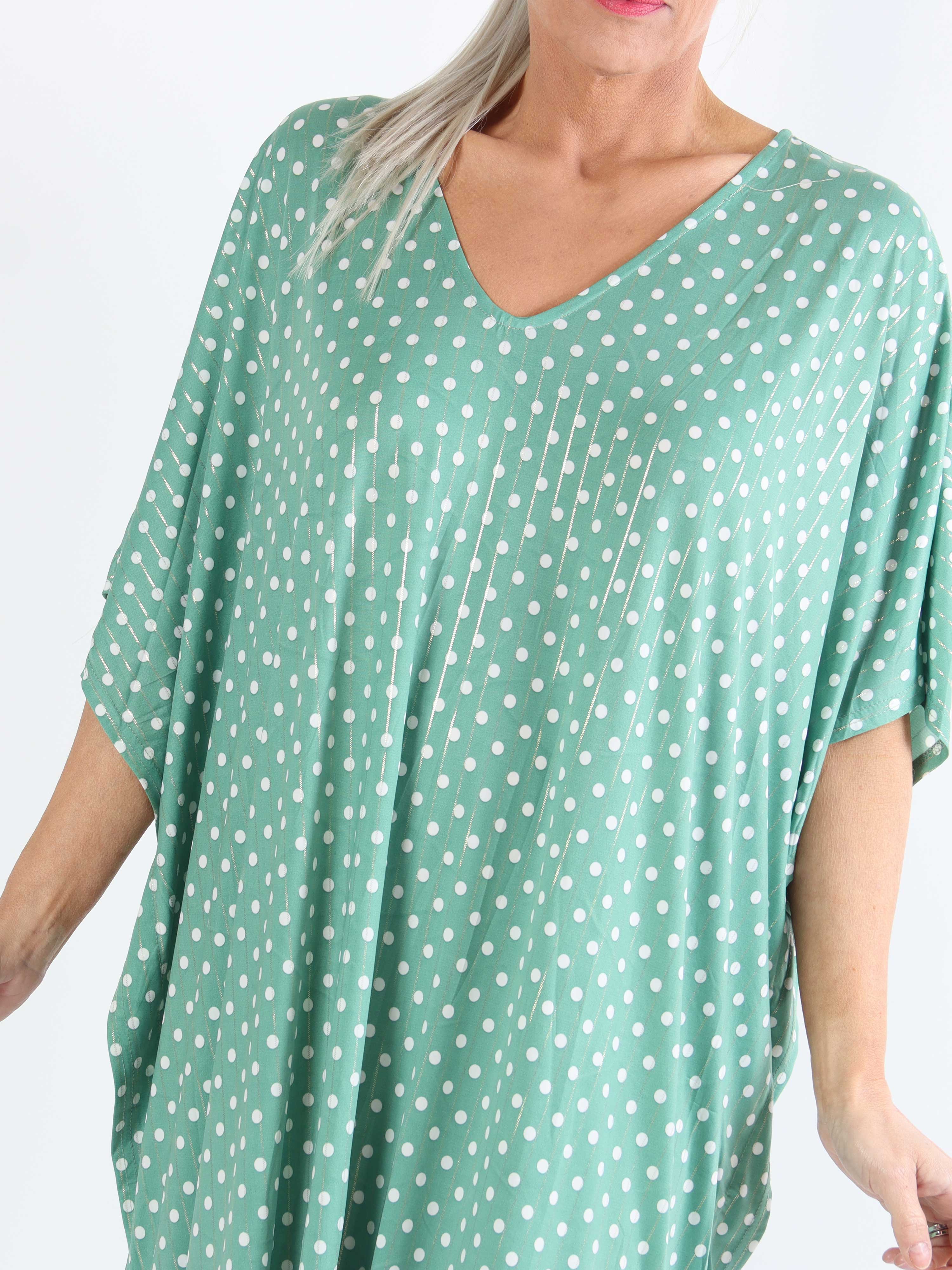 Azmina Dot - Elastisk plus size tunikaklänning i lös passform